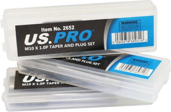 Twee verpakkingen met US.PRO M10 x 1.0 Taper and Plug Set.