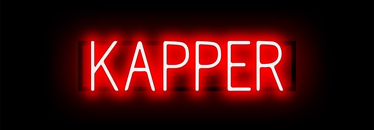 KAPPER - Lichtreclame Neon LED bord verlicht | SpellBrite | 60,48 x 16 cm | 6 Dimstanden & 8 Lichtanimaties | Reclamebord neon verlichting