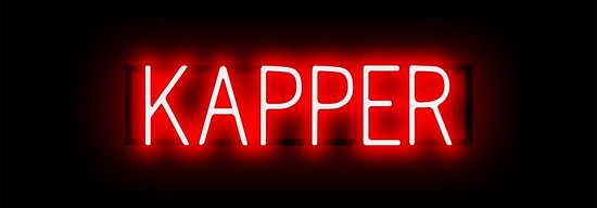 KAPPER - Reclamebord Neon LED bord verlichting - SpellBrite - 60,3 x 16 cm rood - 6 Dimstanden - 8 Lichtanimaties