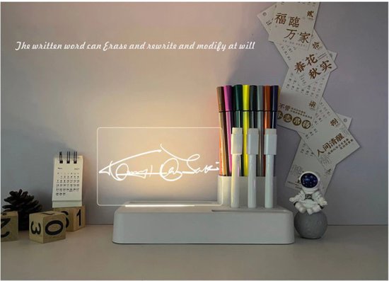 LED-Disk board - Lampe inscriptible (Horizontal) - Veilleuse - Verre acrylique - Planificateur lumineux et tableau de notes - Stylo inclus