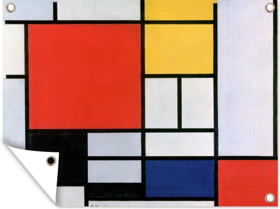 Décoration de Jardin Art - Mondrian - Maîtres anciens - 40x30 cm - Toile jardin - Affiche extérieure