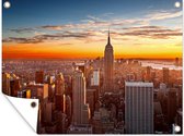 Tuin decoratie Skyline - New York - Zon - 40x30 cm - Tuindoek - Buitenposter