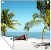 Serviette de jardin Palmier - Bateau - Plage - 100x100 cm