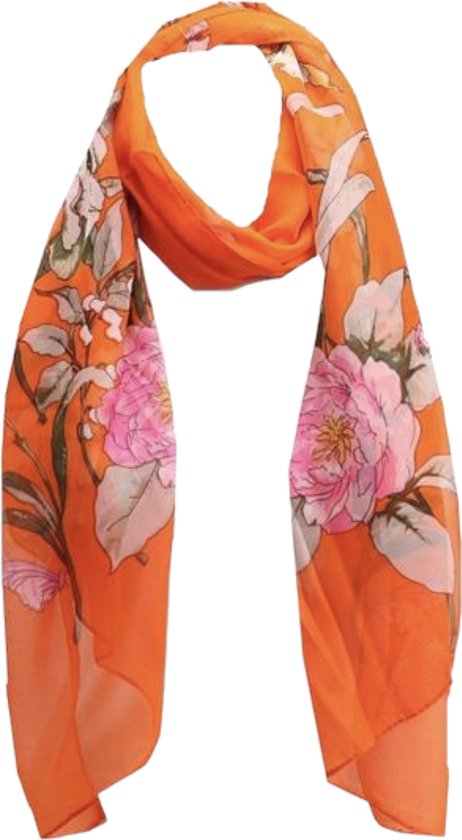 Foulard fin - Imprimé floral - Oranje - 150 x 50 cm (4659102#)