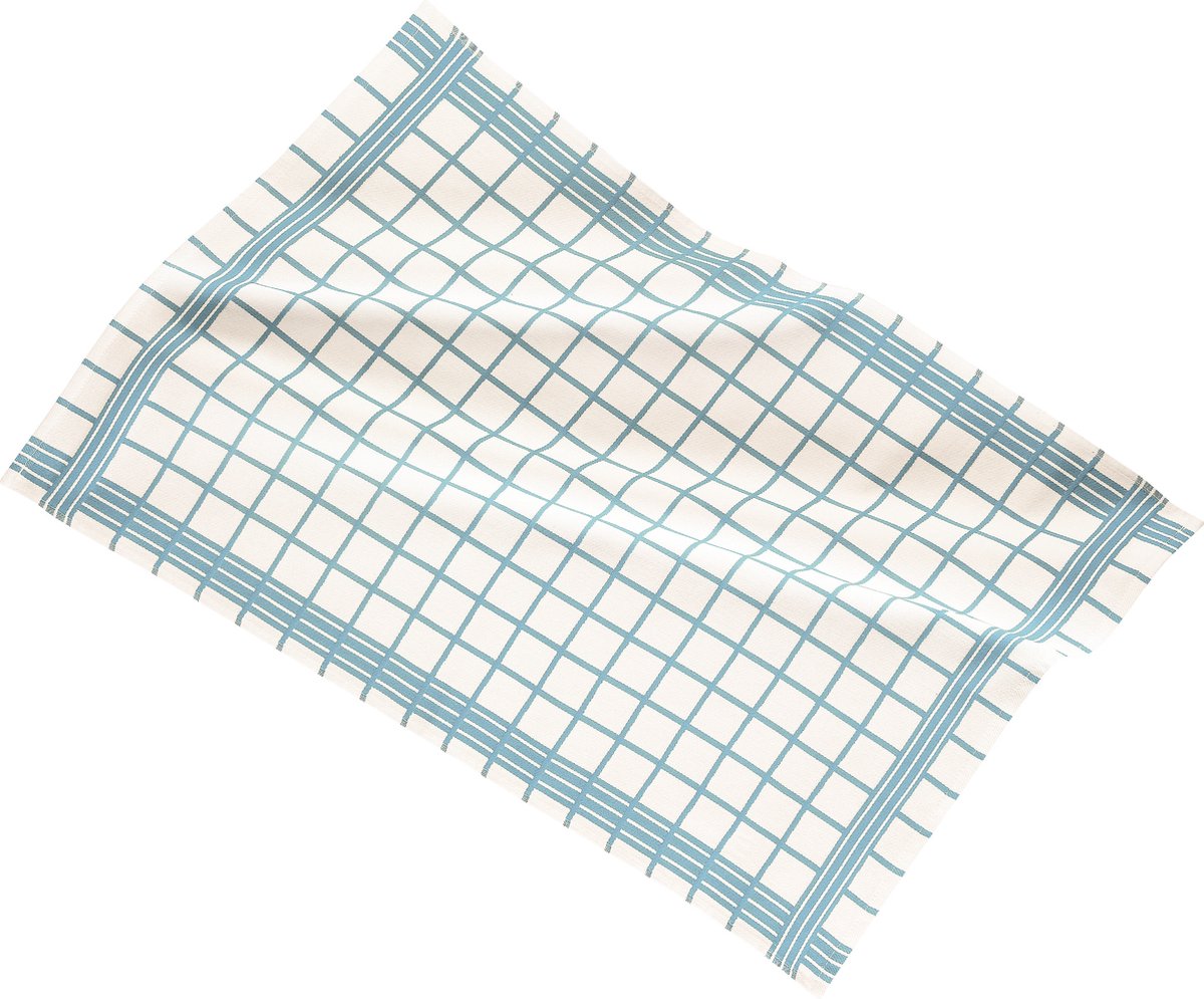 Keukenhanddoek 50x70cm, set3,check white center, soft blue