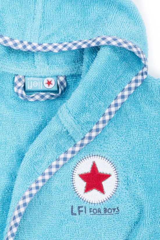 Baby badjas Lief Lifestyle! Katoenen babybadjas met capuchon - turqoise- jongen - kraamcadeau - 0-1 jaar van Merkloos — afbeelding 2