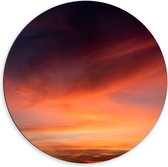 Dibond Muurcirkel - Oranjekleurige Lucht van Zonsondergang - 60x60 cm Foto op Aluminium Muurcirkel (met ophangsysteem)