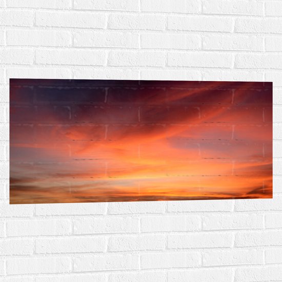 Muursticker - Oranjekleurige Lucht van Zonsondergang - 100x50 cm Foto op Muursticker