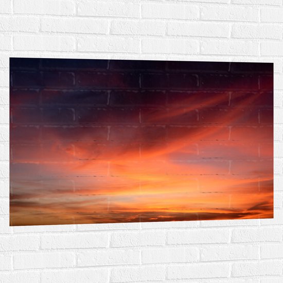 Muursticker - Oranjekleurige Lucht van Zonsondergang - 105x70 cm Foto op Muursticker