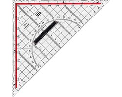 Geodriehoek M鯾ius & Ruppert 22cm plexiglas transparant voor technisch tekenen