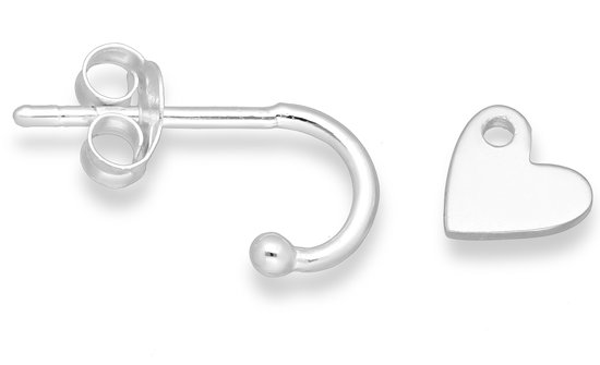 Joie|S - Boucles d'oreilles breloque coeur argent - boucles d'oreilles clous - fermoir papillon - boucles d'oreilles enfant