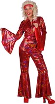 Catsuit Disco - Dames - Disco 80/90 - Hippie - Carnaval - Verkleedkleding - Rood - Maat S