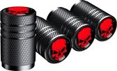 WiseGoods Premium Skull Valve Caps Car - Bouchons de valve - Pneu Accessoires de vêtements pour bébé Voitures - Valve Pneus De Voiture - Zwart / Rouge 4pcs
