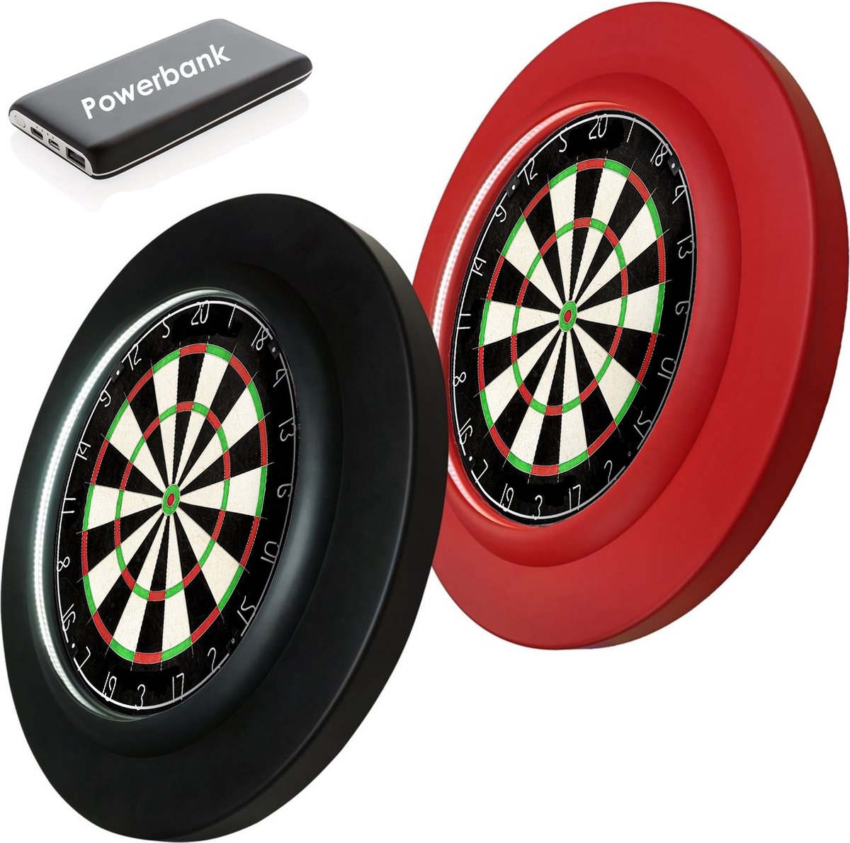 Dragon Darts PU LED Surround - Dartbord Verlichting - Plain Dartbord - inclusief Powerbank - Dartbord - Zwart
