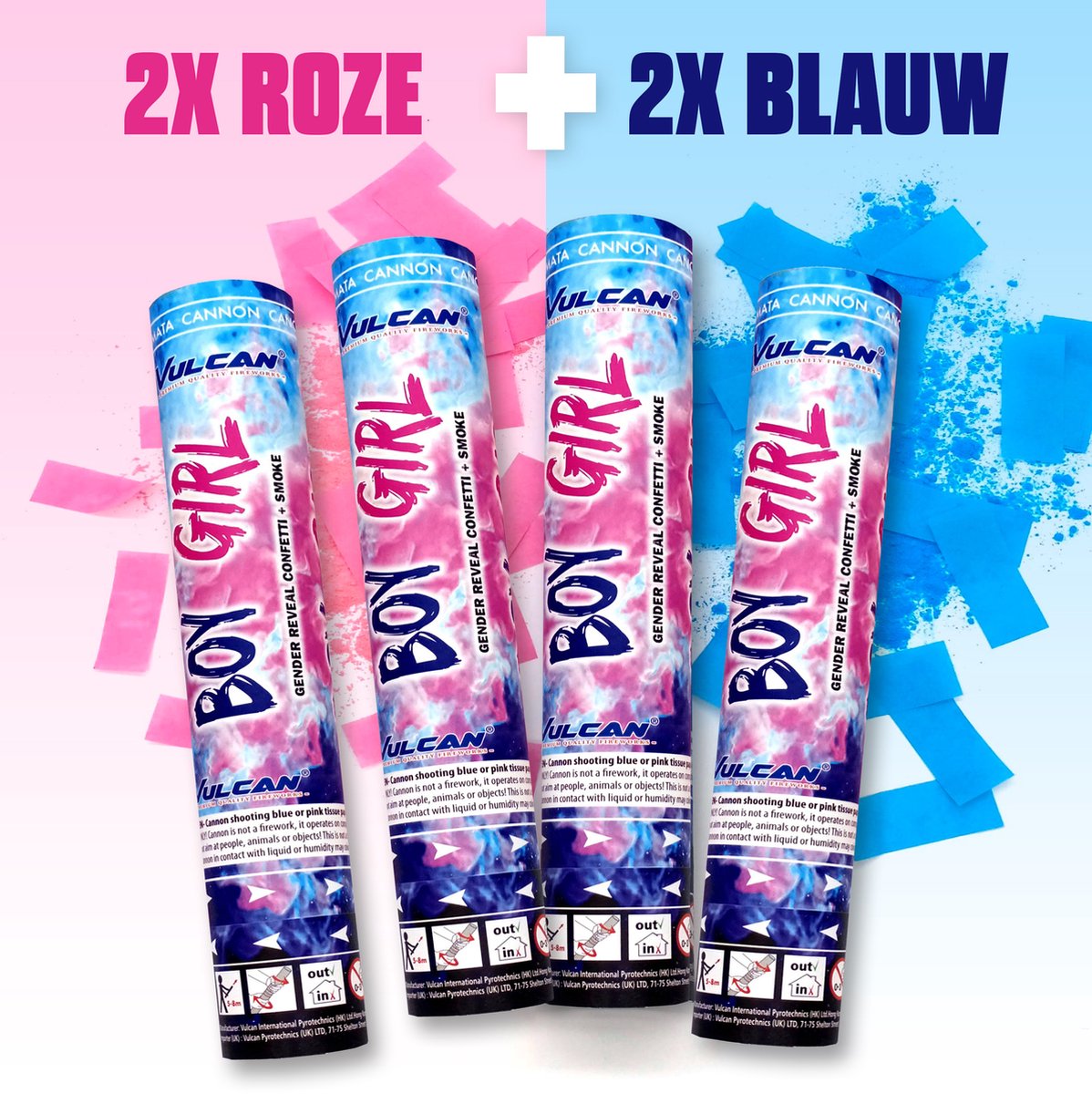 Gender Reveal Rookkanon Mix Jongen én Meisje Surprise Pack Confetti