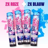 Gender Reveal Rookkanon Mix - Jongen én Meisje Surprise Pack - Confetti Kanon 2x Roze én 2x Blauw - Confetti Shooter - Confetti & Rook - Gender Reveal Party - Verrassingspakket - Premium Kwaliteit