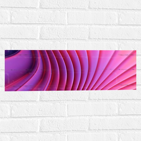 Muursticker - Roze en Oranje 3D Vormen - 60x20 cm Foto op Muursticker