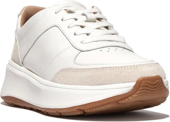 FitFlop F - Baskets pour femmes compensées Mode en cuir/daim BLANC - Taille 39