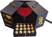 Flowerbox Met Zeep Rozen en Tekst - Kunstbloemen - I Love You - Giftbox - Valentijn - Moederdag