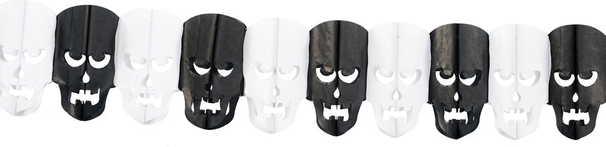 Papieren Slinger Schedels Zwart/Wit (6m)