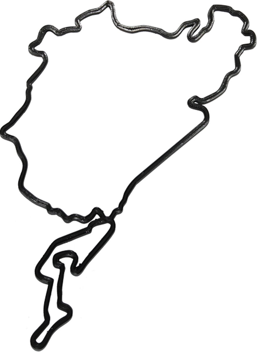 Racetrackart Holzsculptuur-deco – racebaan Nürburgring, wandversiering, 46 cm, houten sculptuur, cadeau, wanddecoratie voor fans van autoraces, zwart