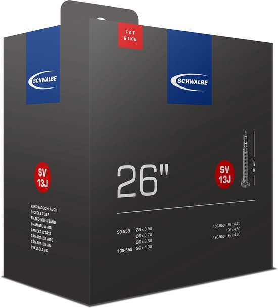 Fatbike binnenband 26×4.0 inch Schwalbe rubber recht ventiel duurzaam en punctuurbestendig