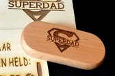 Schubie - Houten Flesopener ovaal Superdad - Vaderdag - Cadeau - Bieropener