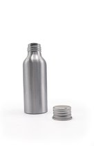 Blikken flesje met schroefdeksel en extra pompdeksel - voedselveilig - 150 ml - ideaal voor vloeistoffen en cosmetica.