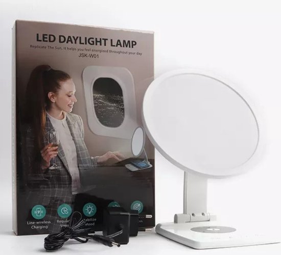 Wopigh Lamp voor lichttherapie, UV-vrije 10.000 lux daglamp met 3 temperatuurmodi (zwart