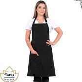 Zenica Master's Choice Tablier de cuisine 65x95 cm Zwart Tablier de cuisine avec poches Tablier de service de restauration pour femmes Tablier de restaurant pour femmes