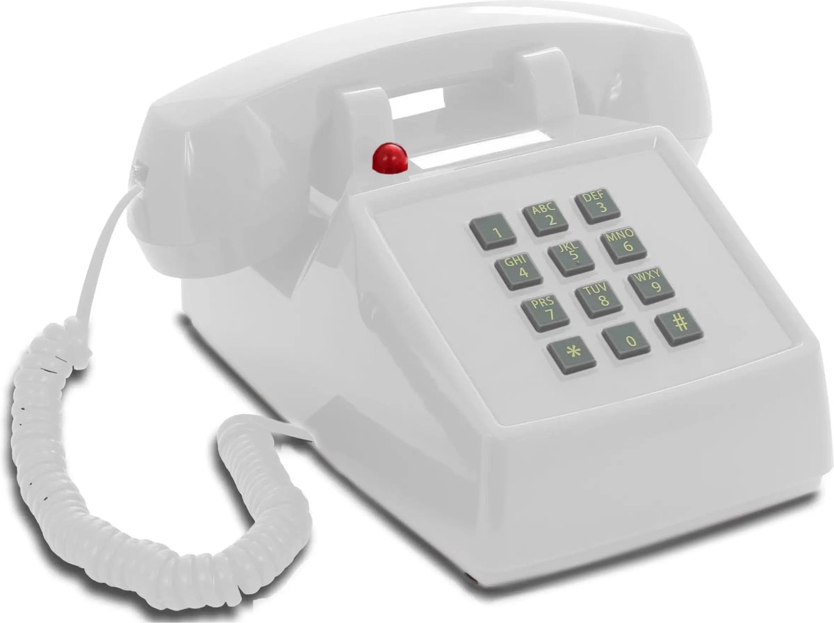 OPIS Push-Me-Fon RETRO Telefoon - mechanische rinkelbel - druktoets - wit