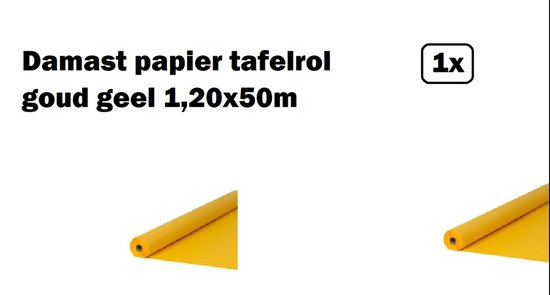 Rouleau de table en papier damassé jaune d'or 1,20x50m - Rouleau de couverture de table gala mariage fête à thème festival restaurant nourriture