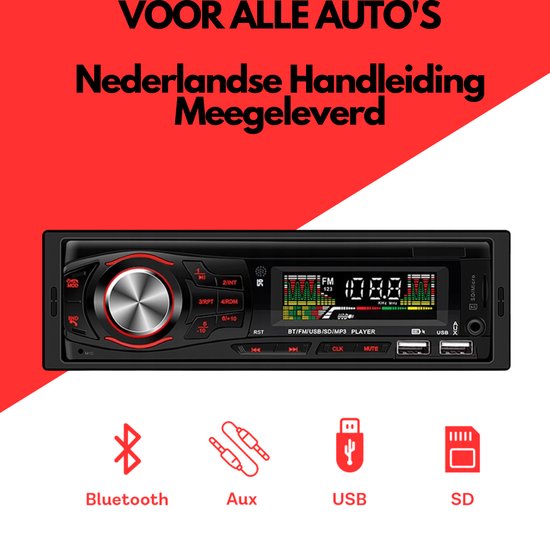 Autoradio avec Bluetooth pour toutes les voitures - USB, AUX et