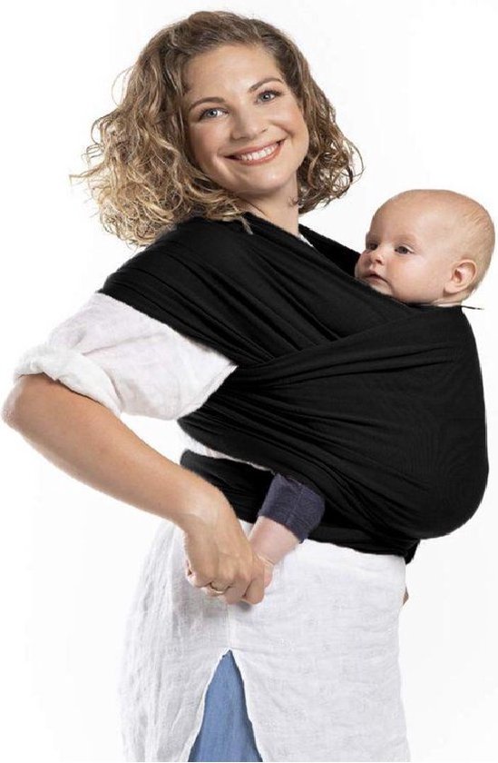 Baby Draagdoek - Babywrap - Baby Carrier - Babydrager - Buikdrager Baby – Baby Draagzak - Baby Sling | Ergonomisch | Met Tasje | Zwart
