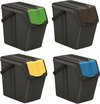 Prosperplast Keden SORTI BOX - Afvalbak / Prullenbak set van 4x25L - Zwart