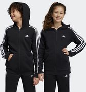 adidas Sportswear Essentials 3-Stripes Fleece Ritshoodie - Kinderen - Zwart- 140