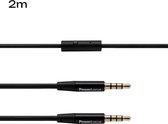 PowerLocus Audio Kabel 3.5mm Jack, Aux Kabel met Microfoon voor Koptelefoons - 2 Meters - Zwart