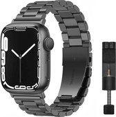 MY PROTECT® Bracelet en métal de Luxe pour Apple Watch Series 1/2/3/4/5/6/7/SE 42/ 44/45 mm Bracelet de montre - Bracelet iWatch Link en acier inoxydable - Bracelet de montre en acier inoxydable - Gris sidéral