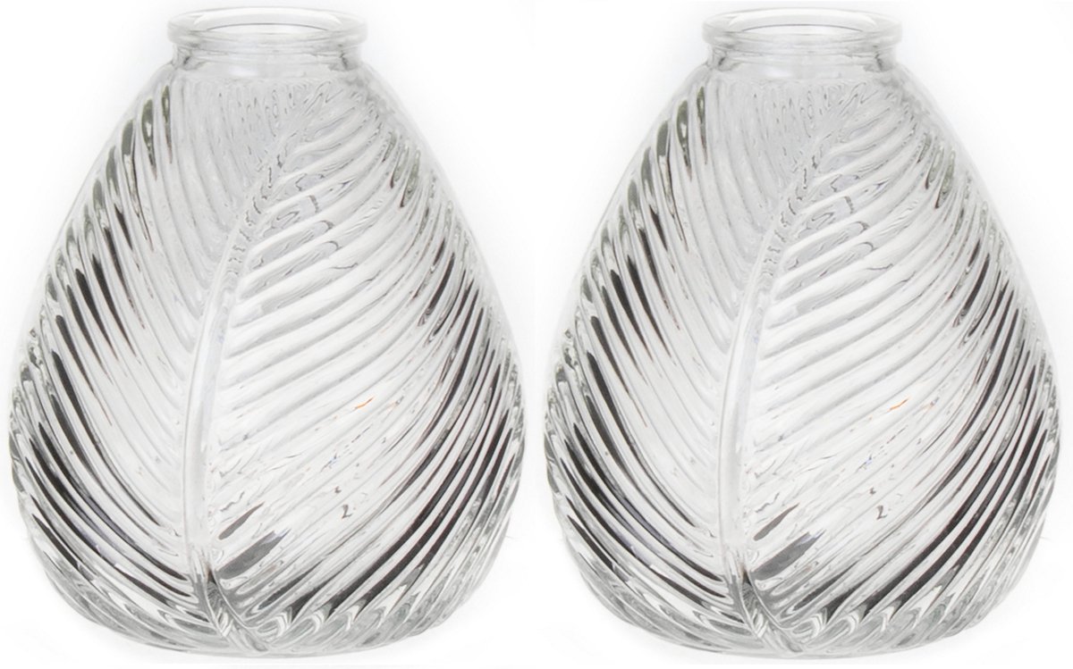 Bellatio Design Bloemenvaas - 2x - helder transparant glas - D14 x H16 cm - vaas