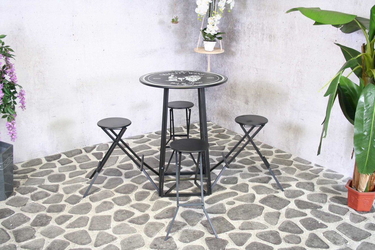 Sens-Line Columbus Ensemble bar pliable 4 personnes - Noir