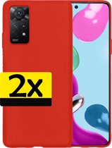 Hoesje Geschikt voor Xiaomi Redmi Note 11 Hoesje Siliconen Case - Hoes Geschikt voor Xiaomi Redmi Note 11 Hoes Siliconen - Rood - 2 Stuks