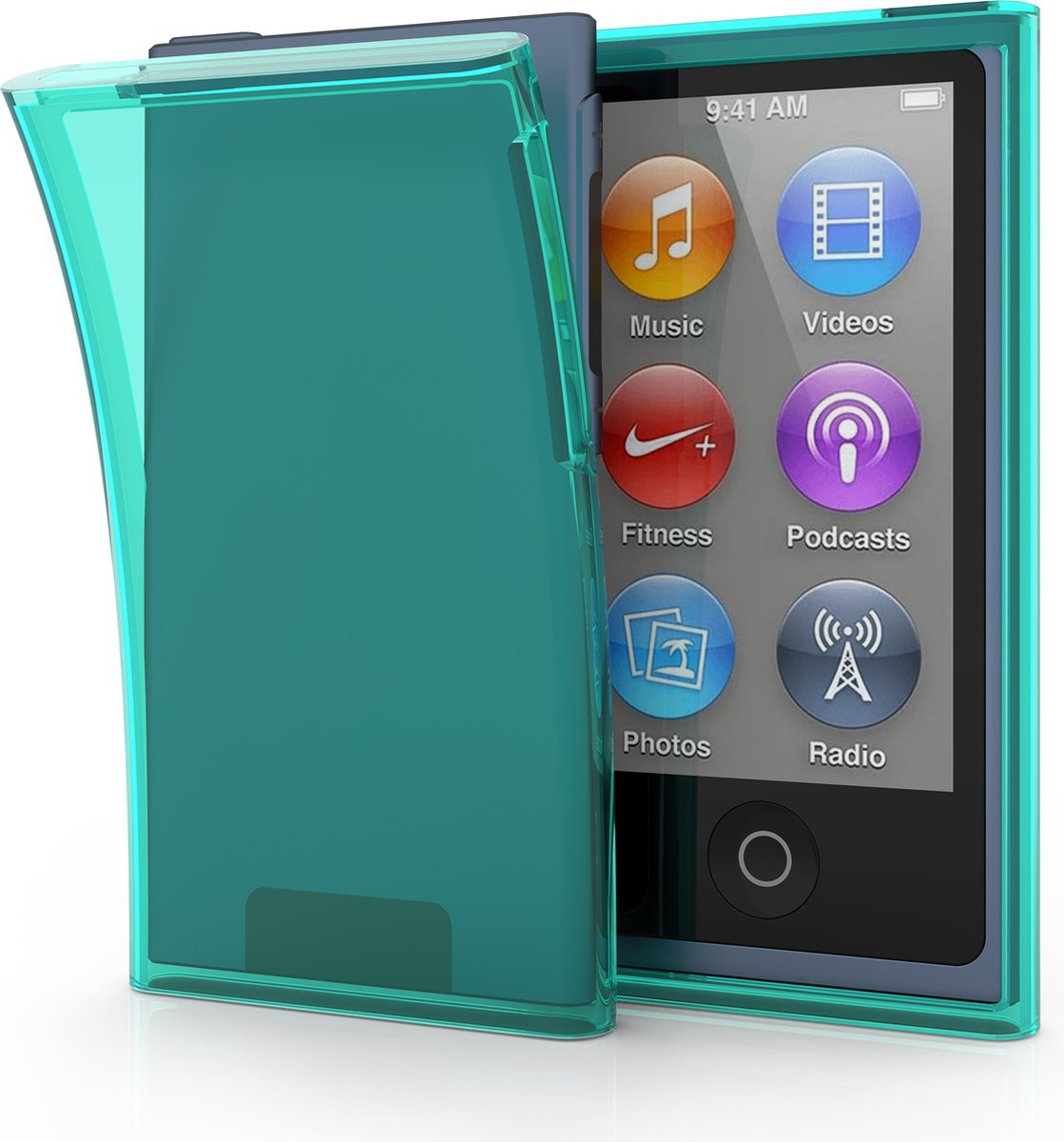 kwmobile Case geschikt voor Apple iPod Nano 7 - Silicone Backcover beschermhoes - Hoesje in groen / transparant - kwmobile