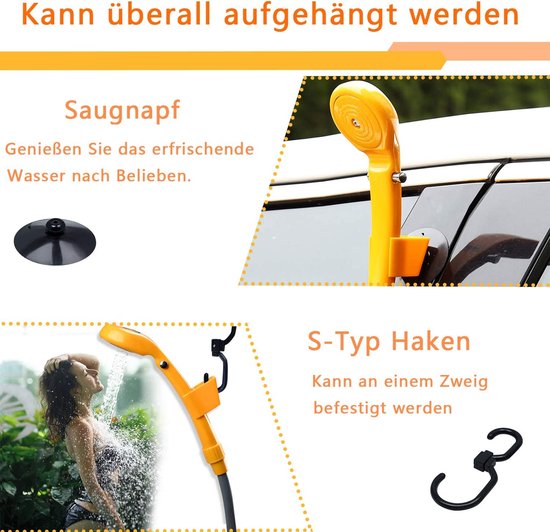 Draagbare Campingdouche Met Accu - Geüpgradede Outdoor Douche Met Pomp En Temperatuurweergave 10 Versnellingen 6000 Mah Batterij Voor 3 Uur Looptijd