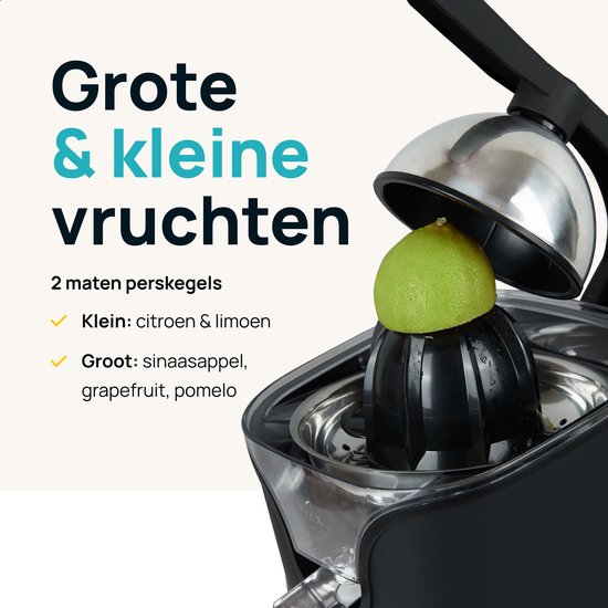 MOA Citruspers Elektrisch - Sinaasappelpers - Citroenpers met 2 Perskegels - BPA-Vrij - Handmatig - RVS - Zwart van Merkloos — afbeelding 3