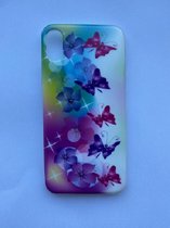 iPhone X / XS Siliconen hoesje met vlinder & bloemen print