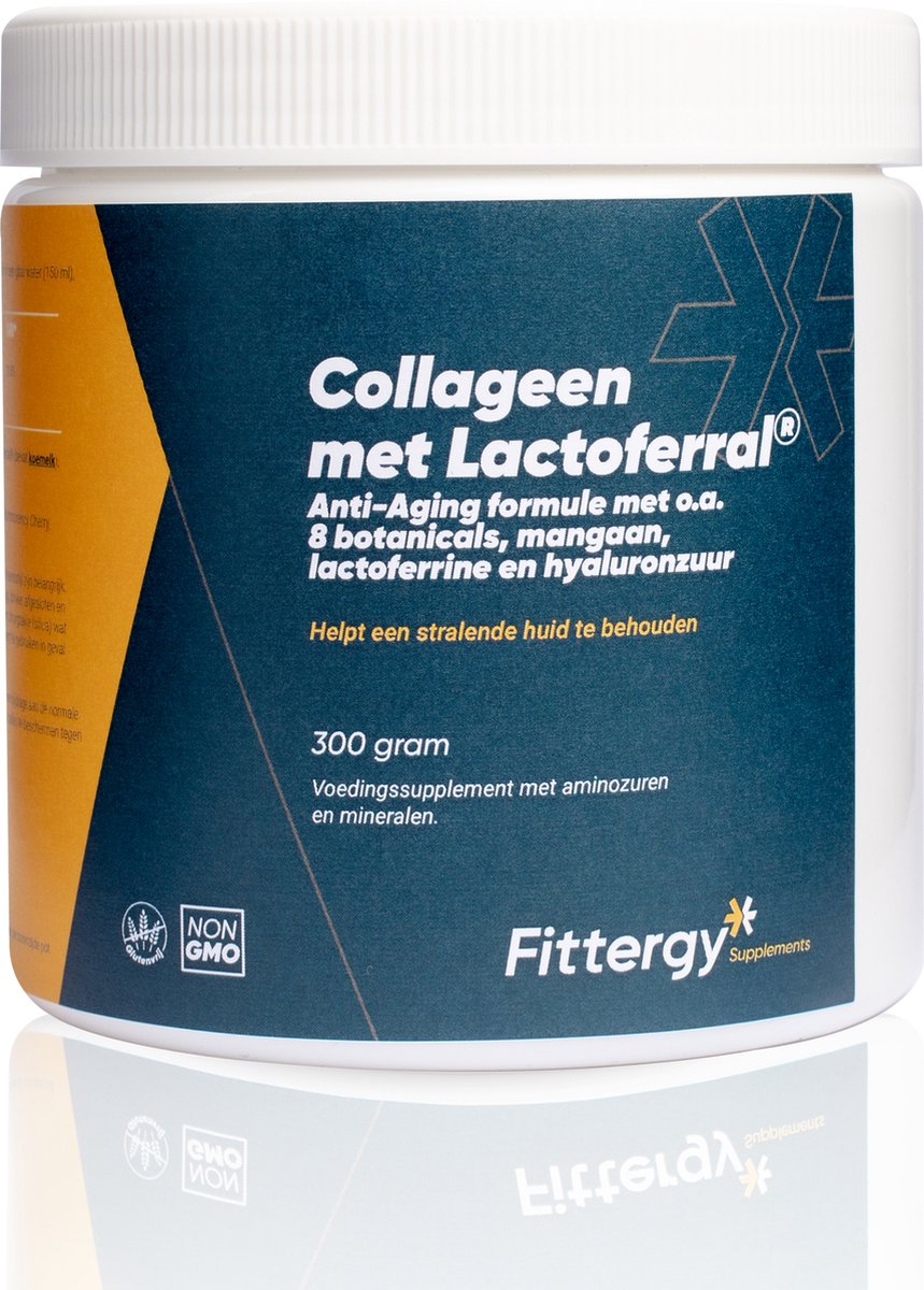Goedkoopste Fittergy Supplements - Collageen met Lactoferral® - 300 gram - Anti-Aging formule met o.a. 8 botanicals, mangaan, lactoferrine en hyaluronzuur - Complexpreparaten - voedingssupplement