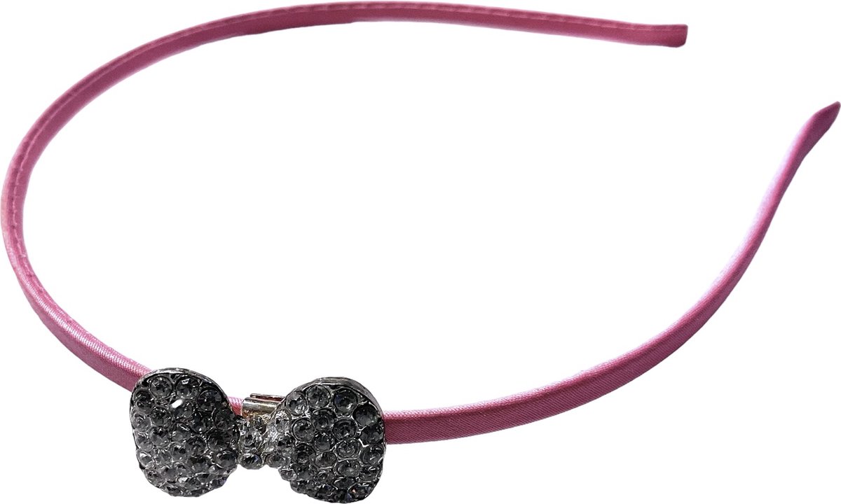 Haarband - Diadeem - Strass - Strik - Fuchsia/Roze (604)