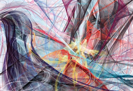 Behang Abstract Fotobehang - Vlies Behang - Abstract Kleurrijk Schilderij - 152,5 x 104 ...
