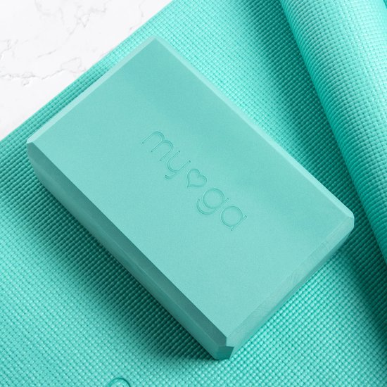 Myga - Yoga set - Yoga starter kits - Turquoise - 1 yogamat ( 173 cm x 61 cm ) - 1 yogablok (14,5 x 7,7 x 23 cm ) - 1 yoga strap/riem van Myga — afbeelding 4
