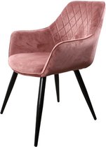 DS4U® Ravi eetkamerstoel 2.0 - kuipstoel - stoel - industrieel - met armleuning - velvet - velours - fluweel - stof - roze